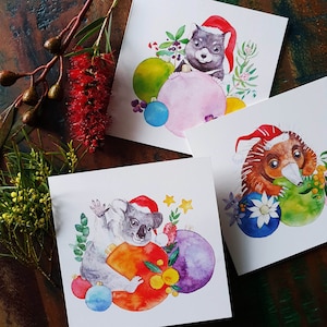 Australische Tiere Weihnachtskarte, Öko-Karte, süßes australisches Tier, australische Wildtierkarte, Weihnachtskarte für Tierliebhaber