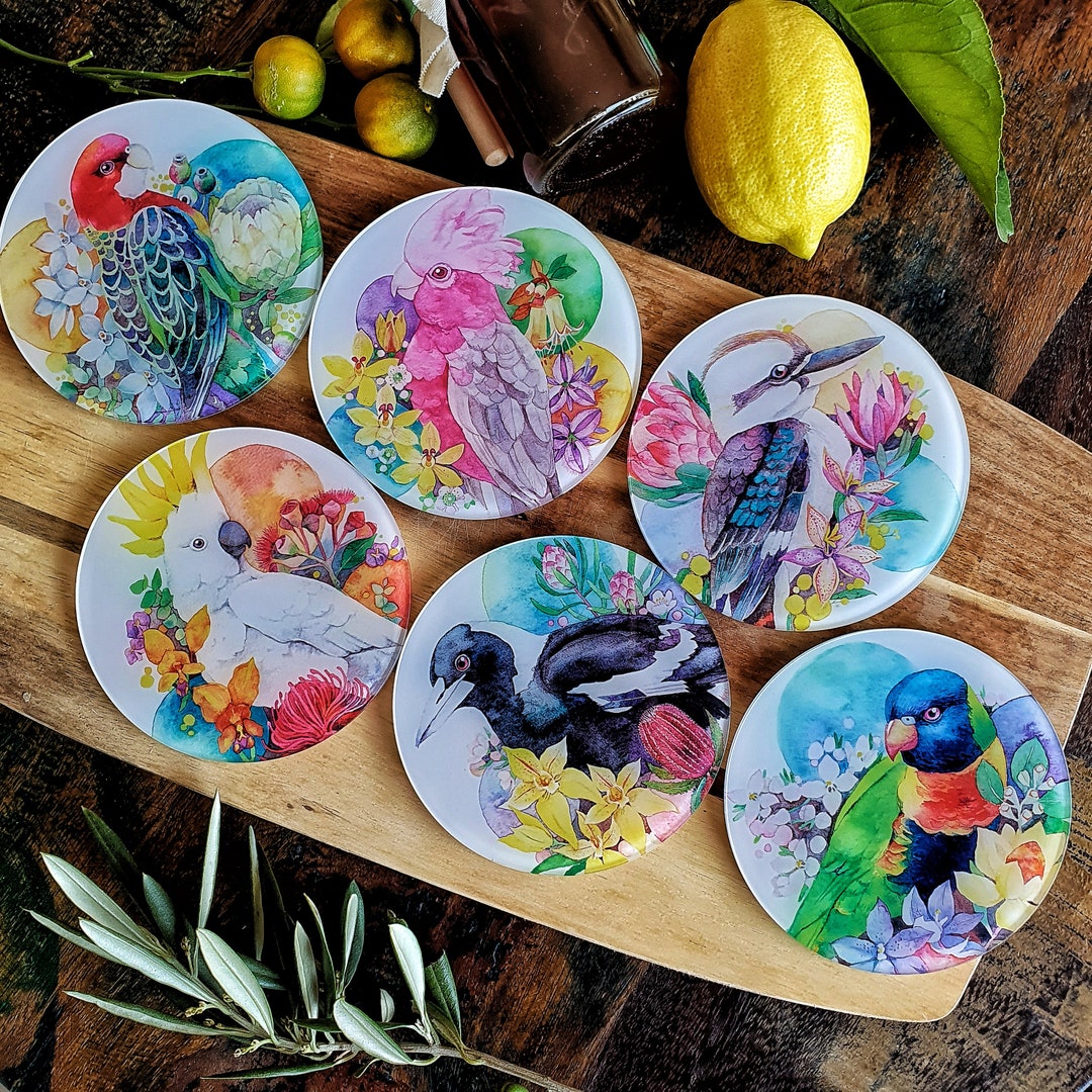 Australian Birds Coaster From Original Watercolour Painting, Gift for ...