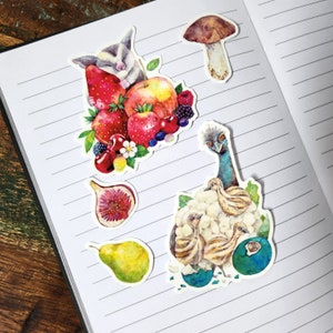 Australian cute animals and vegetables vinyl sticker pack for laptop, craft, journal, bottle decor, funny design, waterproof sticker
