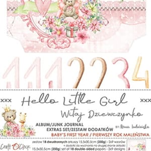 Blocco di carta per scrapbooking Junk Journal extra set Hello Little Girl