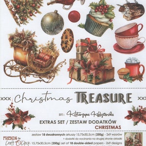 Scrapbook paper pad Extras set  Christmas Treasure