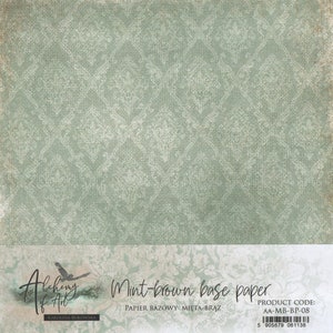 Scrapbook paper pad 8x8 Mint brown base paper