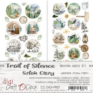 Scrapbook paper Universal Labels set  Trail of Silence