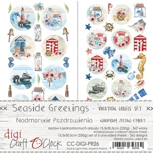 Scrapbook paper Universal Labels set  Seaside Greetings
