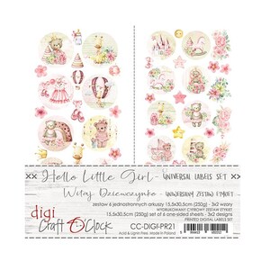 Scrapbookpapper Universal Labels set Hej lilla flicka