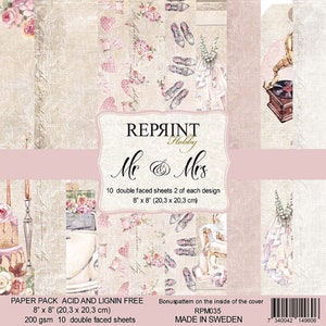 Reprint Scrapbook Paper Pad  Mr & Mrs 8x8