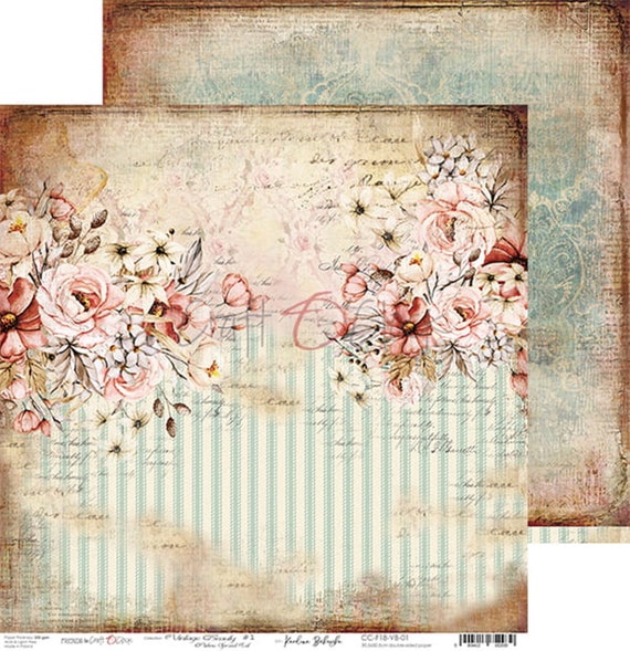 12X 6'' Vintage Floral Paper Pad Scrapbooking Album Card Cardstock