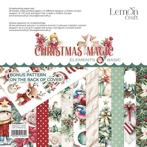 Bloc de papel para álbum de recortes de 8 x 8 elementos mágicos navideños