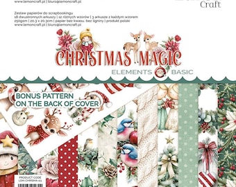 Op de afbeelding: Een pak met 18 dubbelzijdige scrapbooking-papieren met 12 verschillende kerstontwerpen. De papieren zijn zuur- en ligninevrij en meten 20,3 x 20,3 cm. Het pak bevat een bonuspatroon op de achterkant van de hoes. De productcode is LEM-CHRISMA-03.