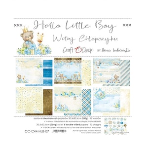 Bloc de papier pour scrapbooking 12 x 12 Hello Little Boy