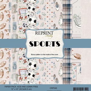 Reprint Scrapbook Paper Pad 12x12 Sports