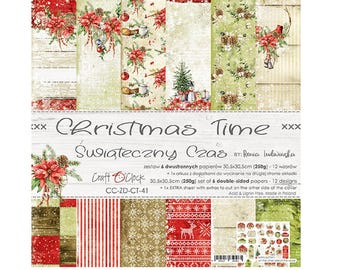 Scrapbook Paper Pad Christmas Time - 30 cm x 30 cm - Festliches Design | Handgemacht