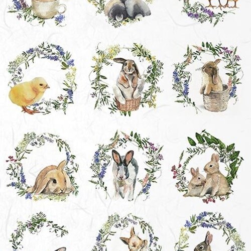A4 Bunny Wreaths Rice Paper for Decoupage Paper R2016 - Etsy