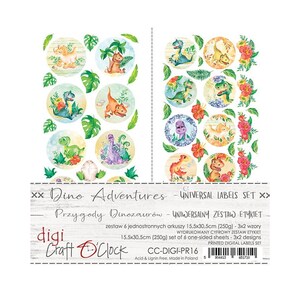 Scrapbook-pappersblock Universal Etiketter set Dino Adventures