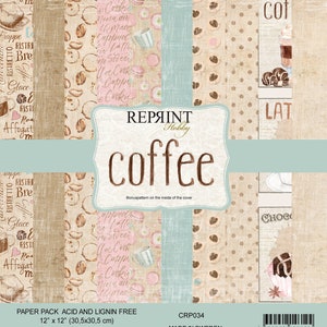 Reprint Scrapbook Paper Pad 8x8 Coffee