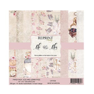 Blocco di carta per scrapbooking Mr & Mrs, ristampato, 12x12