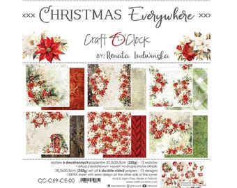 Scrapbook Papier 12x12cm Weihnachten überall
