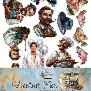 Scrapbook paper pad  extras set  Adventure Men