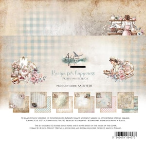 Scrapbook paper pad 8x8  Recipe for happiness