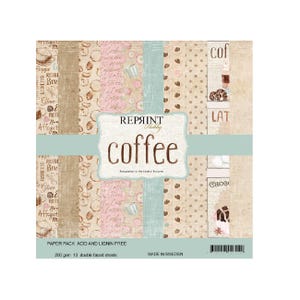 Reprint Coffee Scrapbook Paper Pad 8x8
