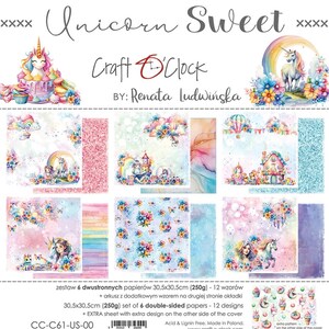 Scrapbook paper pad 12 x 12 Unicorn Sweet