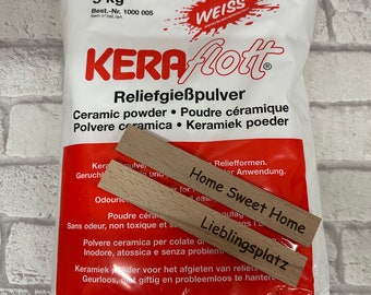 Gießmasse: Keraflott  5 Kg Sack (Hobbyfun) + 2 gelasterte Holzklötzchen GRATIS