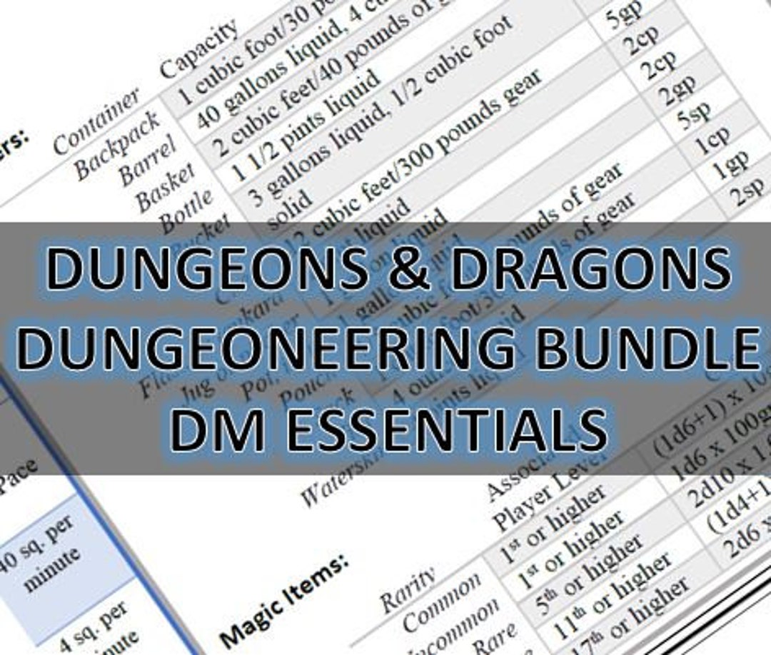 D&D Dungeoneering Bundle; DM Screen Inserts, Random Name Generators ...