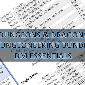 Pacote de Dungeon D&D; Inserções de tela DM, geradores de nomes aleatórios e uma aventura pré-fabricada – para DnD 5e e mais