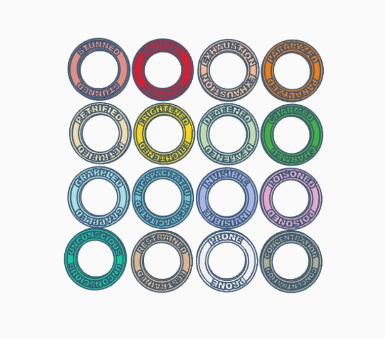 3D Printed D&amp;D Condition Markers SLT File - Etsy