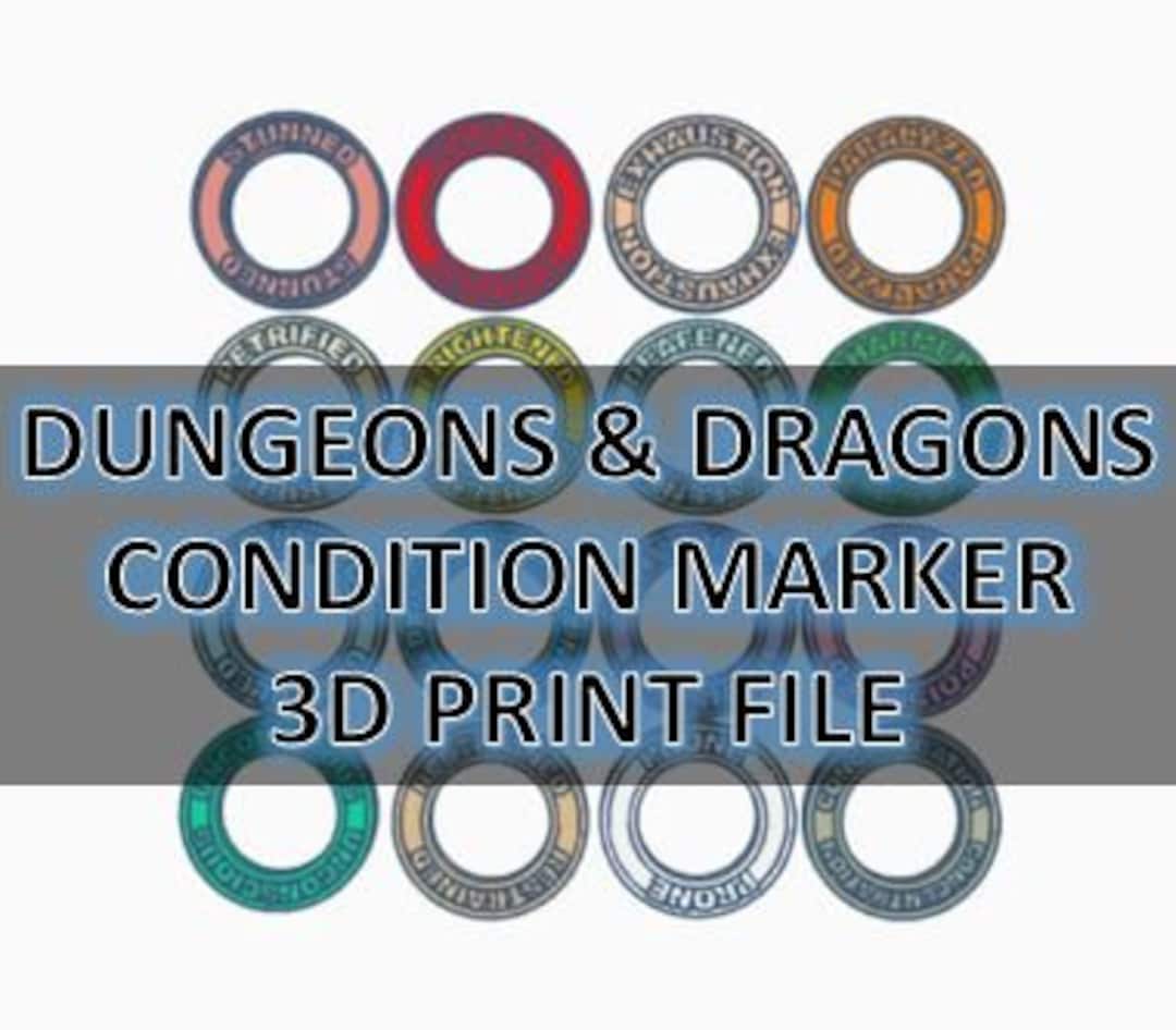 3D Printed D&amp;D Condition Markers SLT File - Etsy