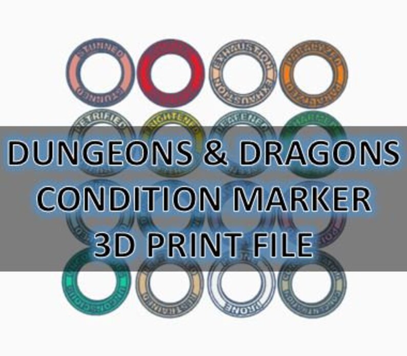 3D Printed D&amp;D Condition Markers SLT File - Etsy