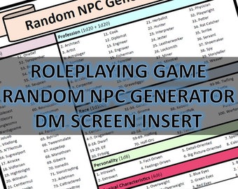 NPC Generator PDF for Dnd Pathfinder Etsy Hong Kong
