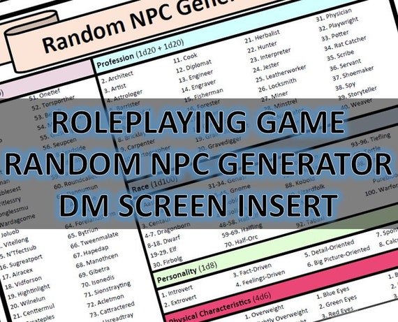 D&D Random Generator PDF Insert Dnd - Finland