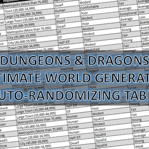 D&D Ultimate World Generator - for DnD, Pathfinder, RPGs, Tabletop Games and More