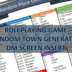 D&D Random Town Generator PDF Insert - for DnD, Pathfinder, RPGs, Tabletop Games and More