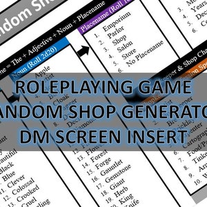 D&D Random Shop Generator PDF Insert - para DnD, Pathfinder, RPGs, jogos de mesa e muito mais