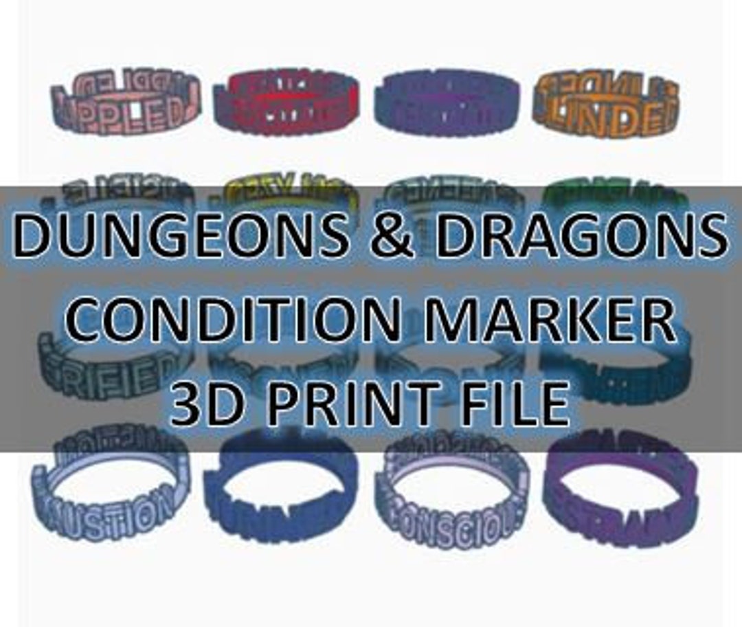 3D Printed D&amp;D Condition Markers (version 2) SLT File - Etsy