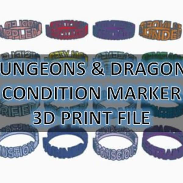 3D Printed D&D Condition Markers (Version 2) SLT File