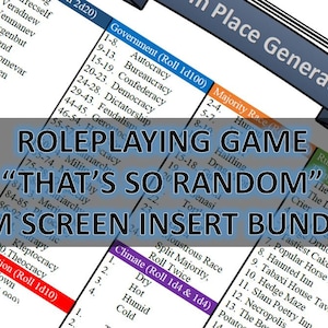 D&D &quot;That&#39;s So Random&quot; Bundle; Random NPC, Shop, and Town Generators - PDF DM Screen Inserts DnD, Pathfinder, RPGs, Tabletop Games and More