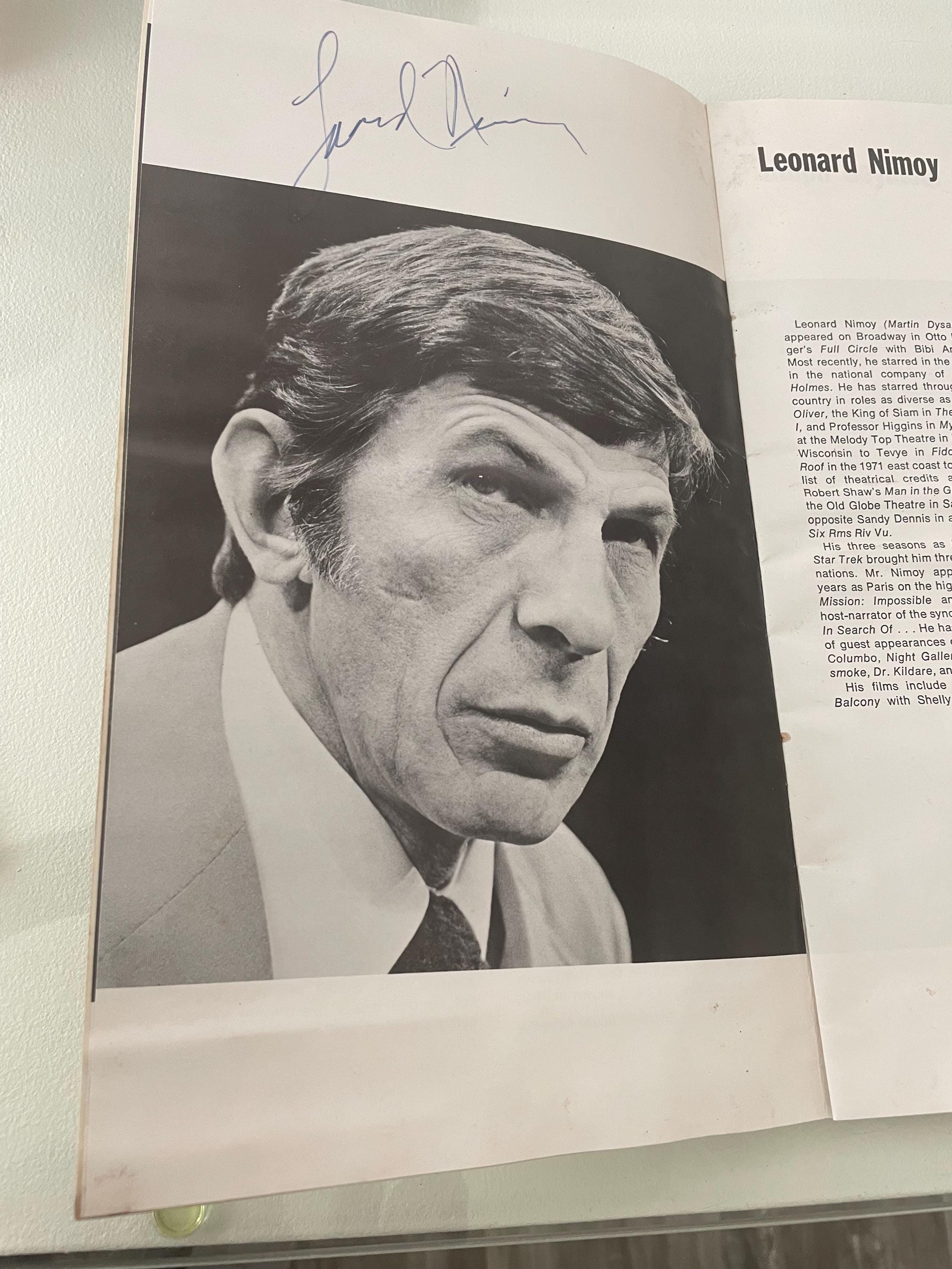 Leonard Nimoy AUTOGRAPHED Broadway Program and Playbill From EQUUES in