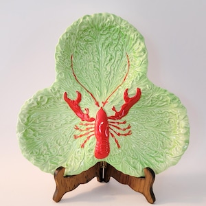 Vintage Carlton Ware Cabbage Ware hummer serveringsfat | Handmålad majolika relish bricka