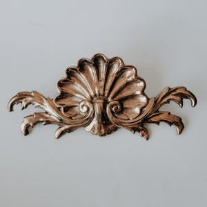 Vintage Brass Shell Wall Pediment | Coastal Wall Decor