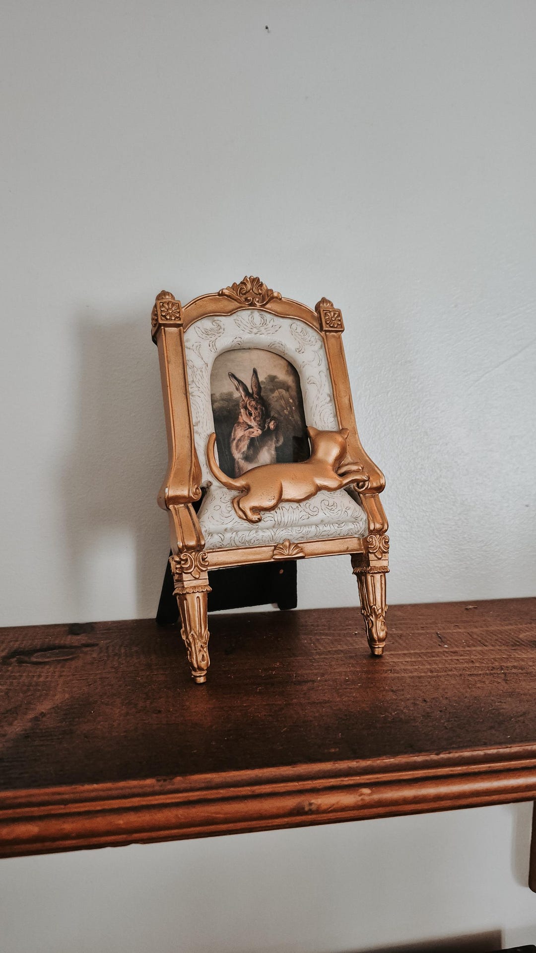 Vintage Gold Chair Photo Frame With Cat | French Style Easel - Etsy