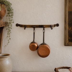 Vintage Brass Wall Hook Rack, Curved Kitchen Utensil Hanger, European Style Rail