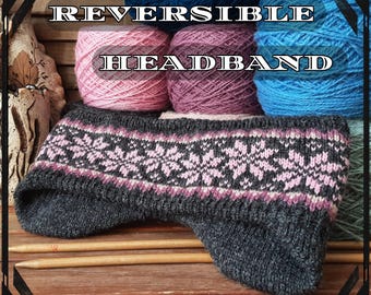 Reversible Latvian Wool Headband – &quot;Morning Star&quot; Design