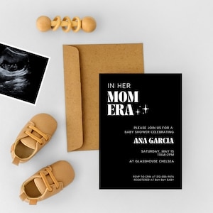 In Her Mom Era Baby Shower Invitation Template (Canva Printable)