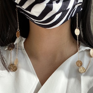 The Coin - Mask to Glasses Chain - Gold Coin Pendant Sunglasses & Mask Chain, 14k Gold Plated Spectacles Chain for Women