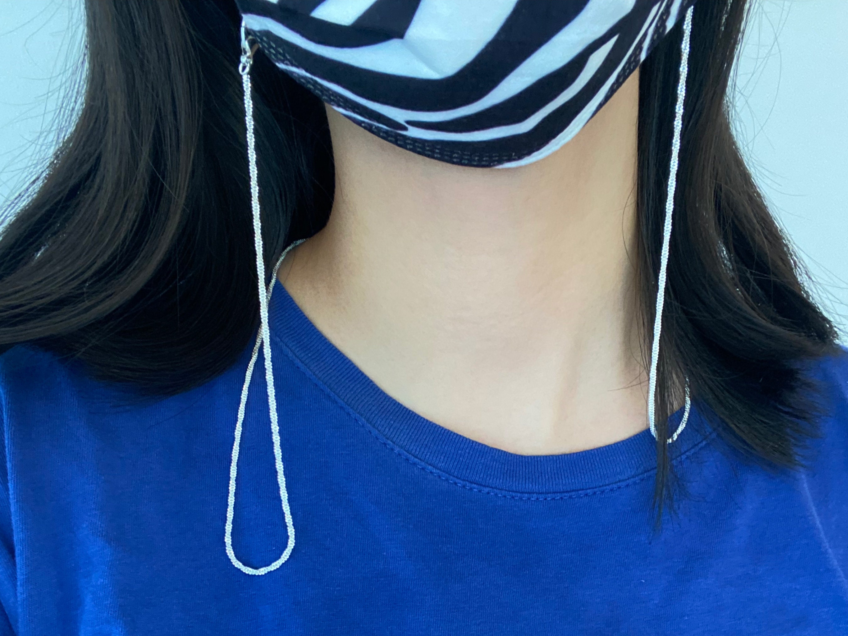 Silver Rain - Sparkle Silver Mask to Glasses Chain, Sunglasses Chain Silver, Spectacles Chain for Women