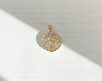 Gold Coin CZ Stone Necklace Pendant, Necklace Charm Women - Necklace Builder