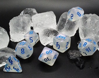 Arctic Wave Dice | 7pc Acrylic Polyhedral Dice Set | Tabletop RPG Dice | Ice Dice | Runic Dice | DnD Gift | D&D Dice | Snow Dice